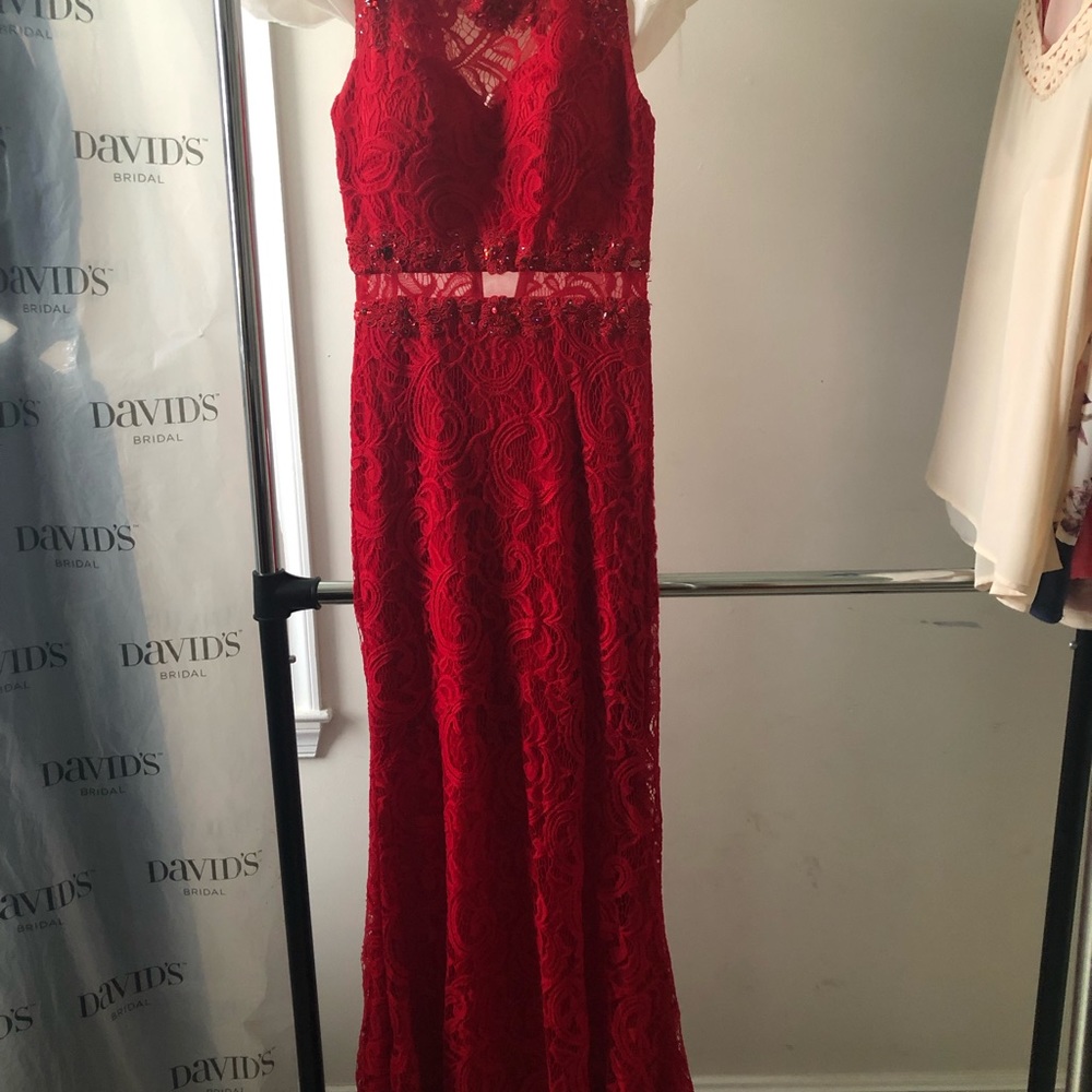 Anny Lee Red Lace Prom Dress!